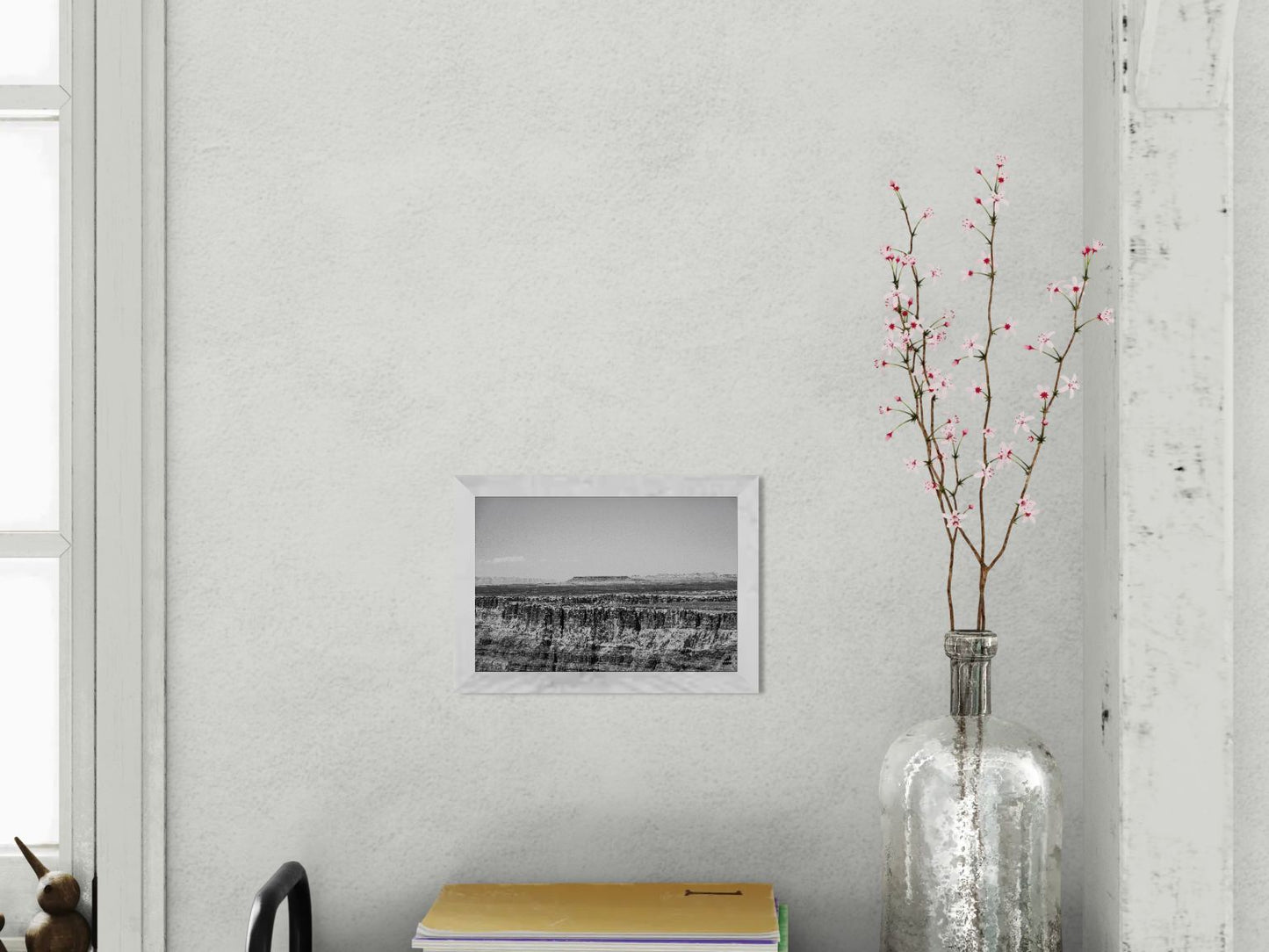 Silver Divide - Black and White Grand Canyon Print | Textured Rim & Mesa Horizon