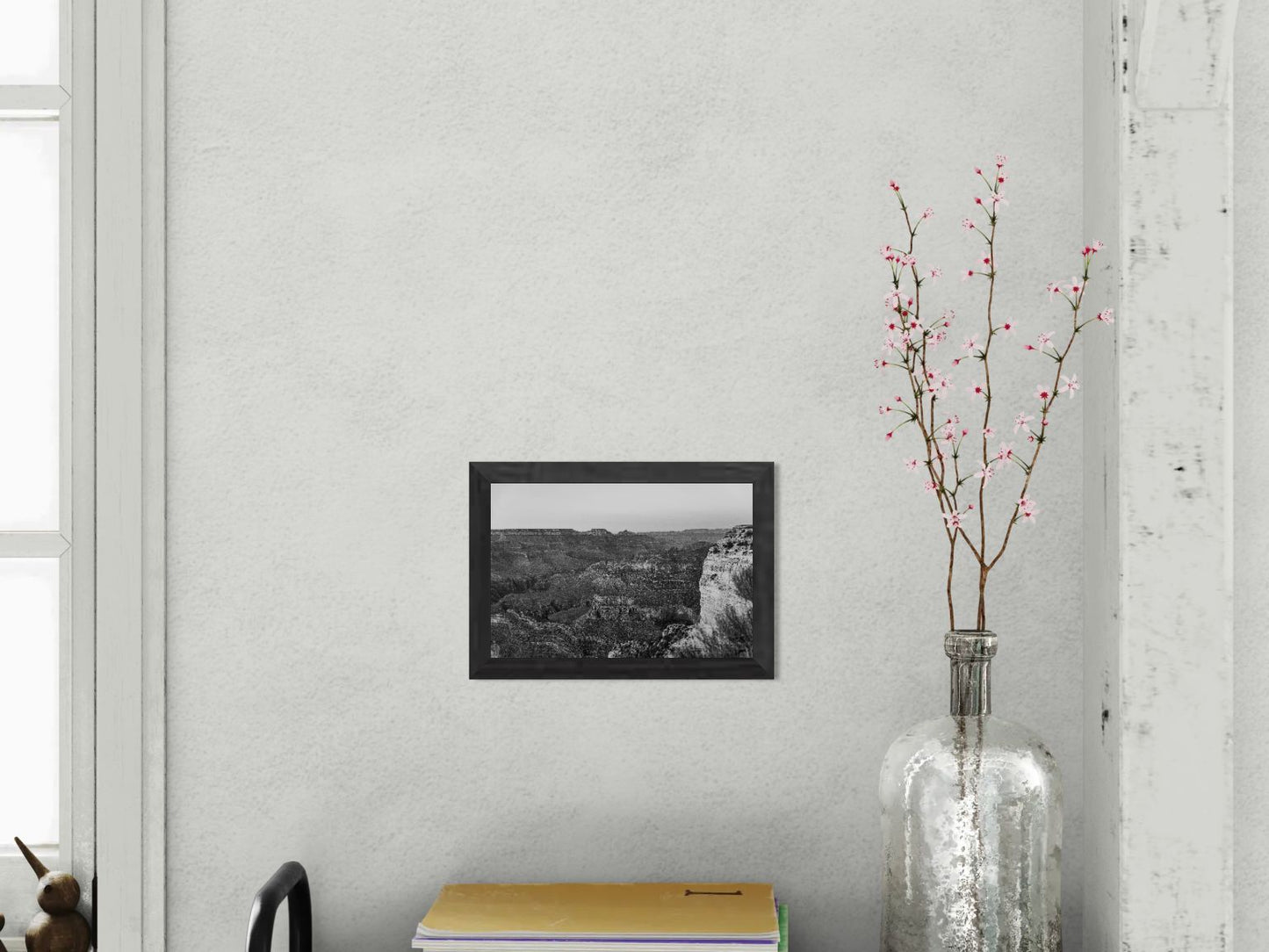 Stone Silence - Black and White Grand Canyon Landscape Print | Textured Canyon View from Hopi Point