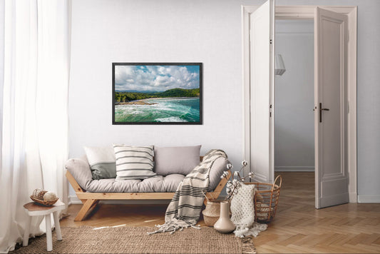 Wild Grace - Barrigona Aerial Beach Photography Print | Roaring Waves & Lush Coastal Hills