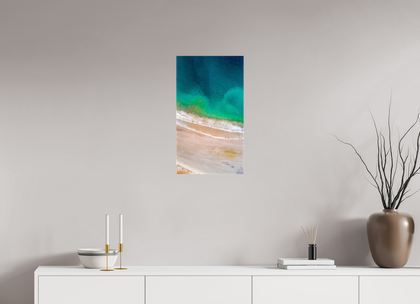Calm Before the Tide in Sámara Vertical Ocean Wall Art Print | Turquoise to Deep Blue Gradient