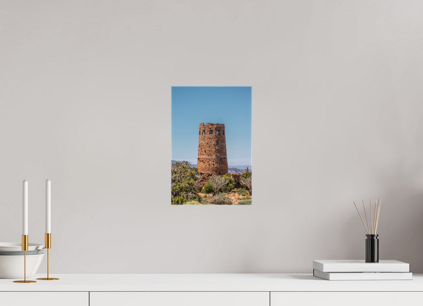Desert Sentinel - Grand Canyon Vertical Wall Art Print | Desert View Watchtower & Sky