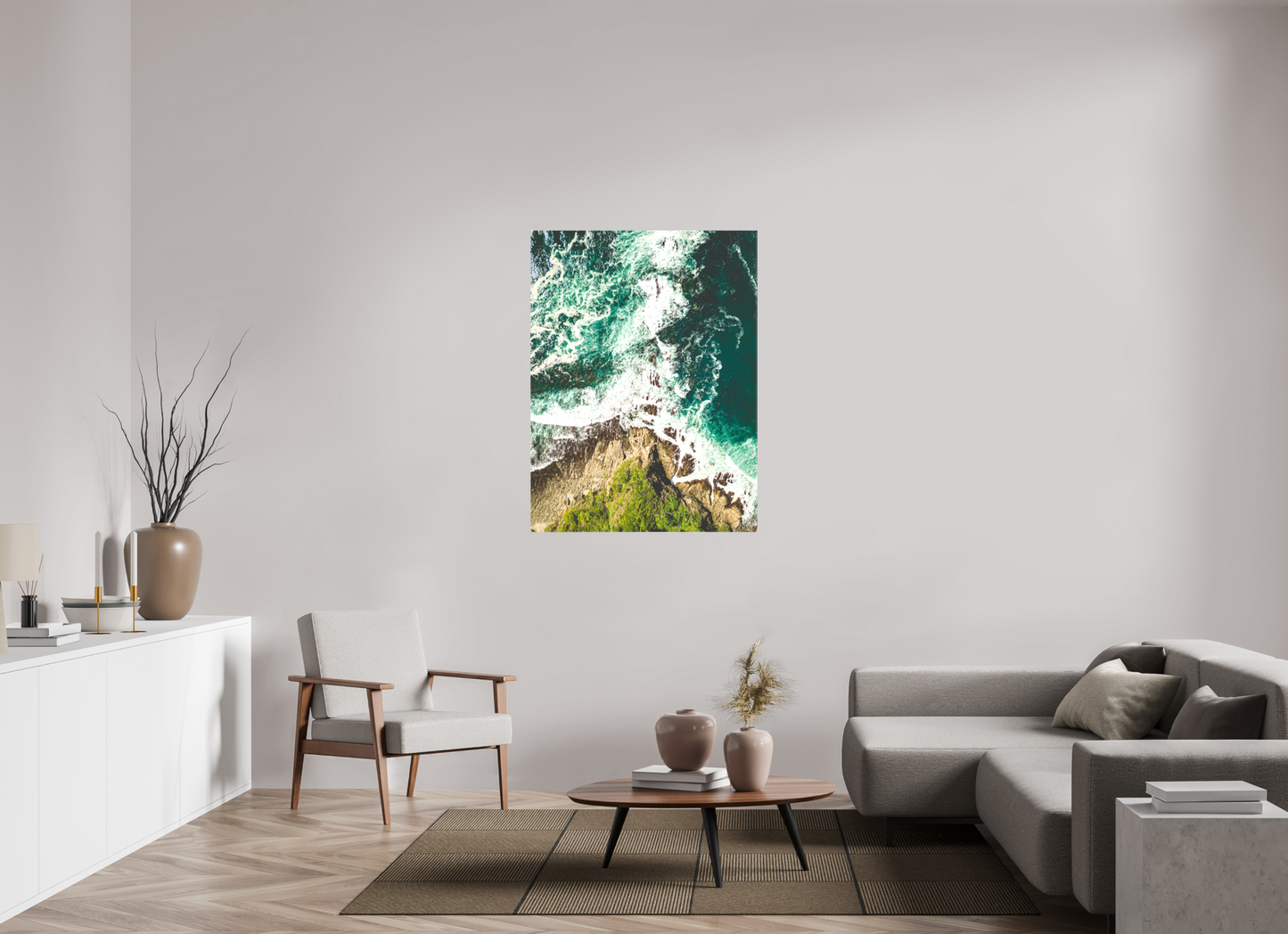 Ocean’s Edge Barrigona Aerial Coastal Wall Art Print | Blue Green Sea & Cliffs