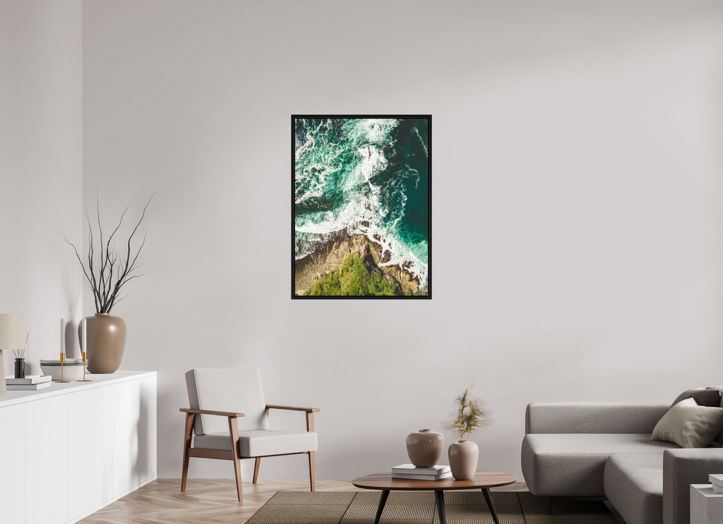 Ocean’s Edge Barrigona Aerial Coastal Wall Art Print | Blue Green Sea & Cliffs