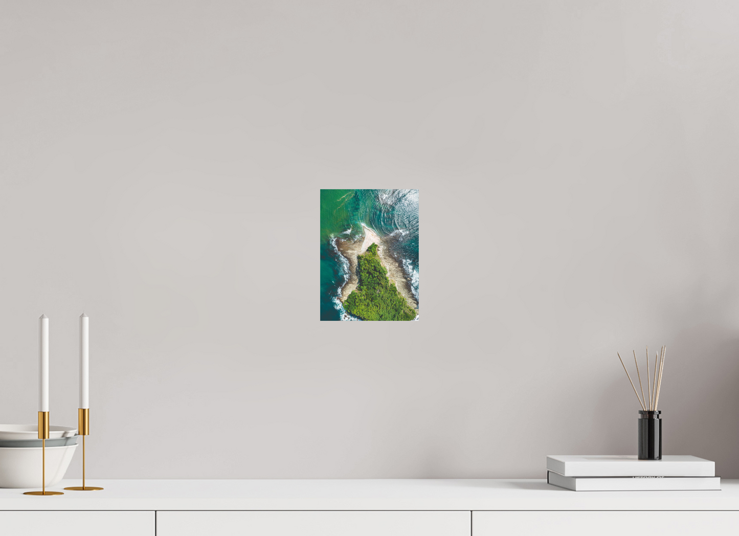 Isla Chora in Bloom - Aerial Island Wall Art Print | Samara Bay Blue Waters