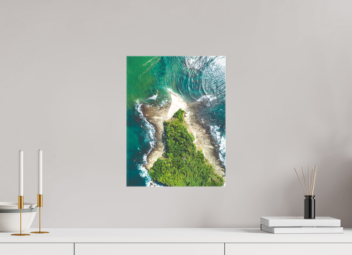 Isla Chora in Bloom - Aerial Island Wall Art Print | Samara Bay Blue Waters