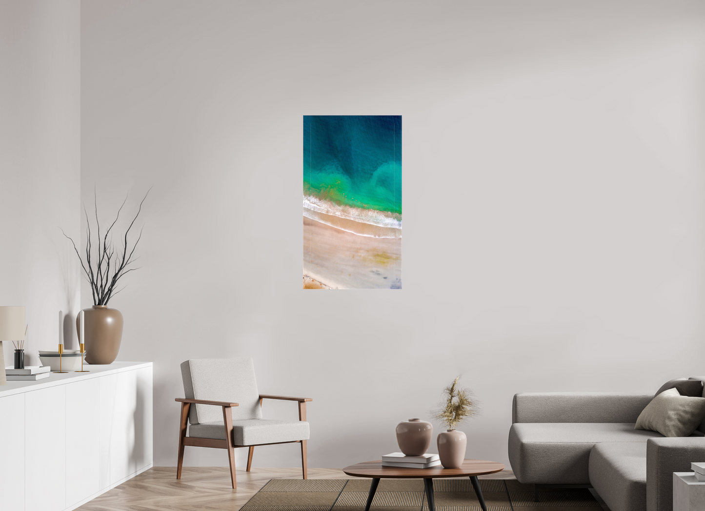 Calm Before the Tide in Sámara Vertical Ocean Wall Art Print | Turquoise to Deep Blue Gradient