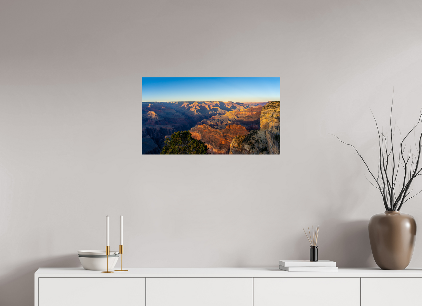 Painted Horizon – Grand Canyon Sunset Panorama Print | Red, Orange & Purple Landscape from Hopi Point