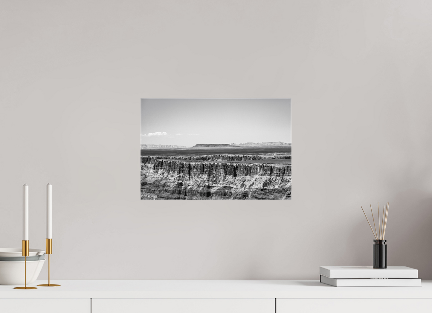 Silver Divide - Black and White Grand Canyon Print | Textured Rim & Mesa Horizon