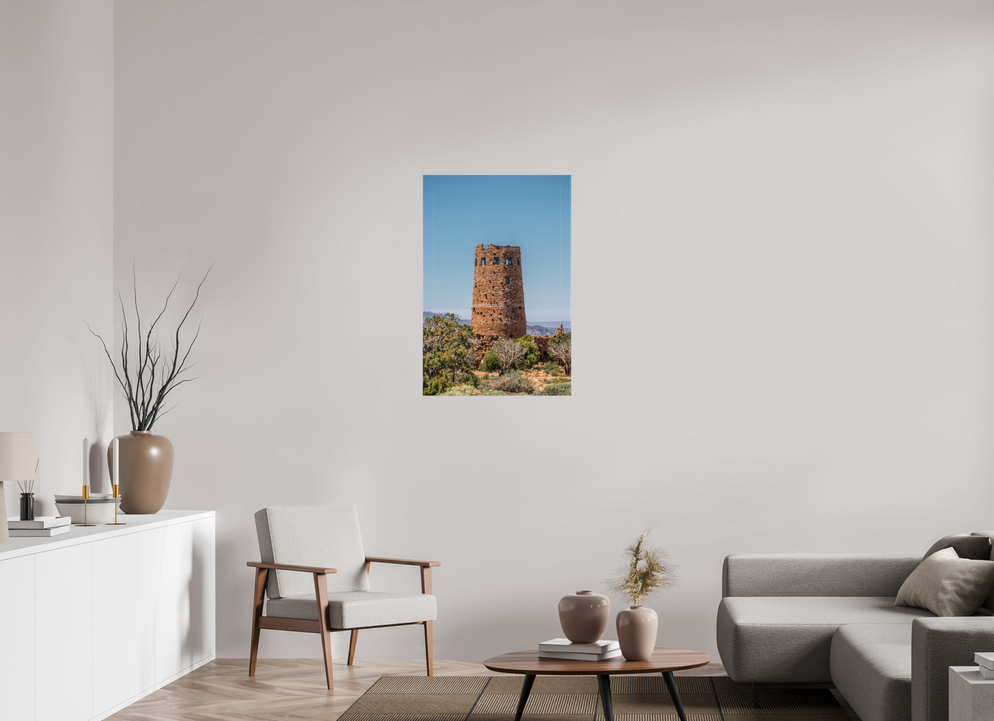 Desert Sentinel - Grand Canyon Vertical Wall Art Print | Desert View Watchtower & Sky