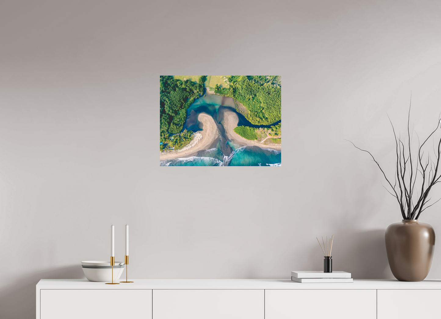 Convergence - Costa de Oro Aerial Estuary Wall Art Print | Turquoise Ocean & Jungle River
