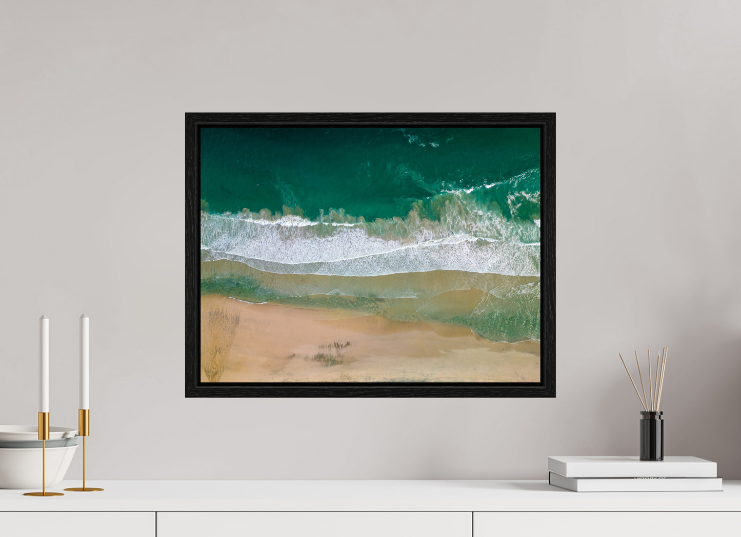 Solace at Barrigona - Aerial Ocean Wall Art Print | Waves and Lagoon on White Sand Beach