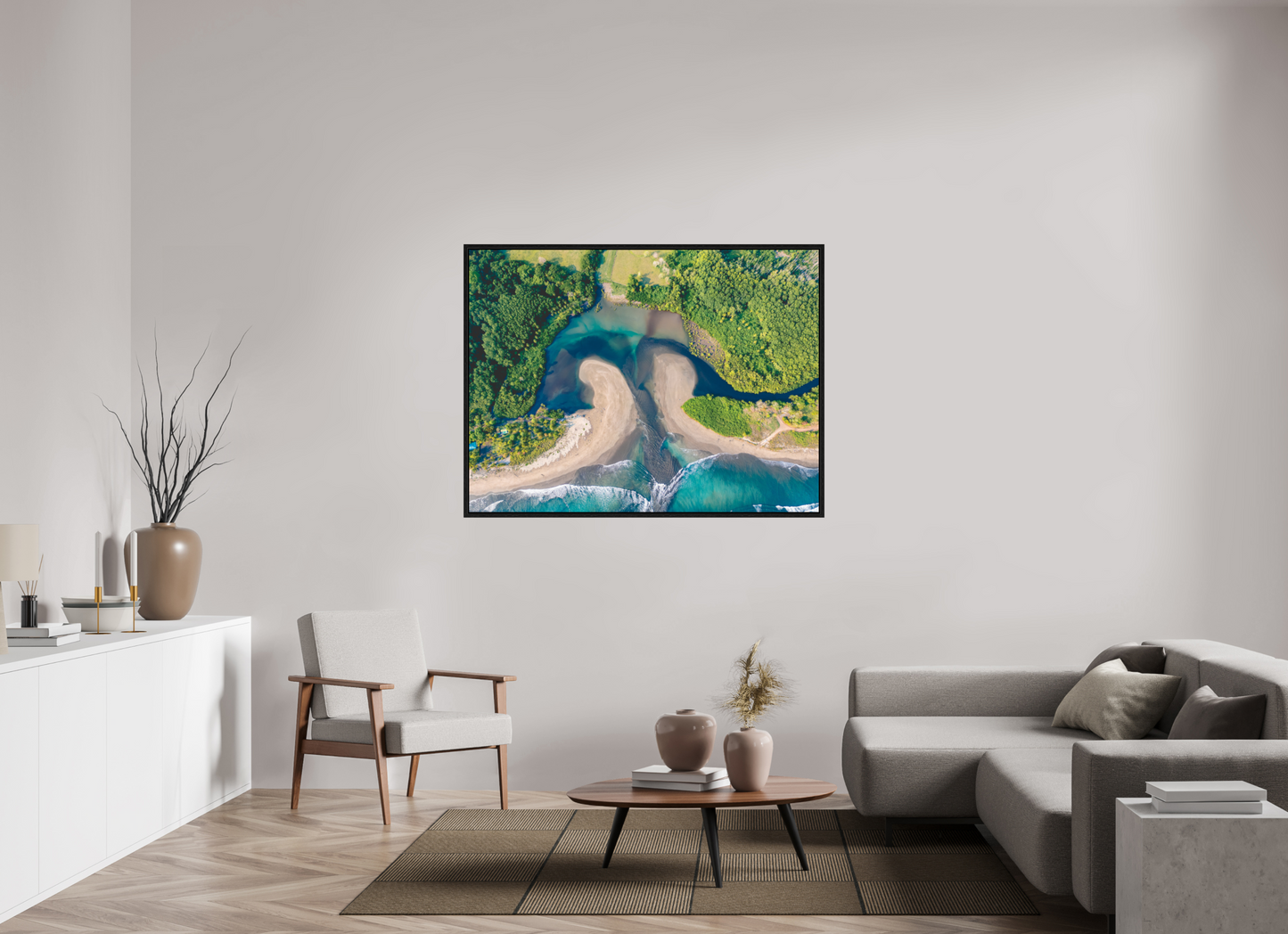 Convergence - Costa de Oro Aerial Estuary Wall Art Print | Turquoise Ocean & Jungle River