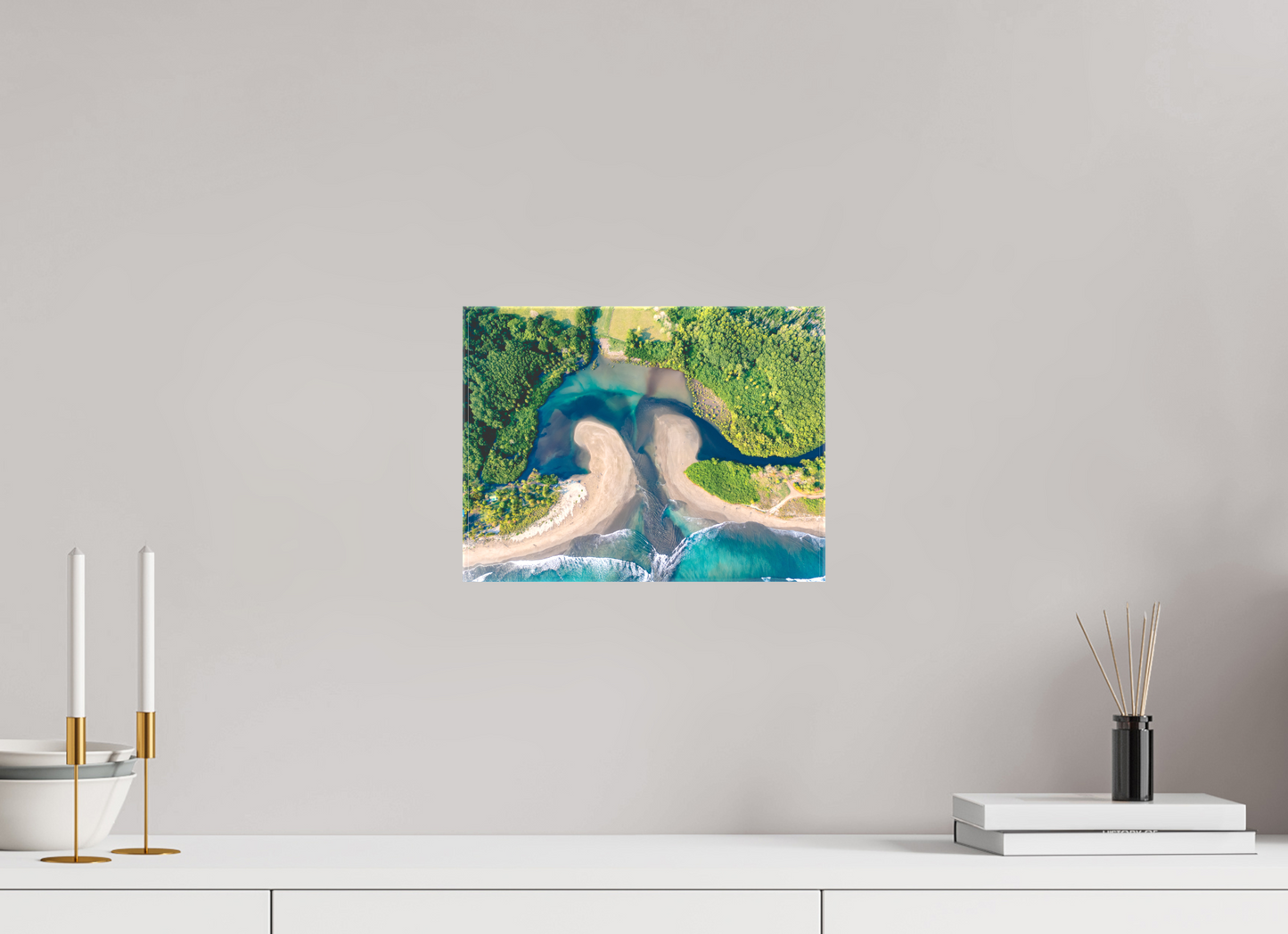 Convergence - Costa de Oro Aerial Estuary Wall Art Print | Turquoise Ocean & Jungle River