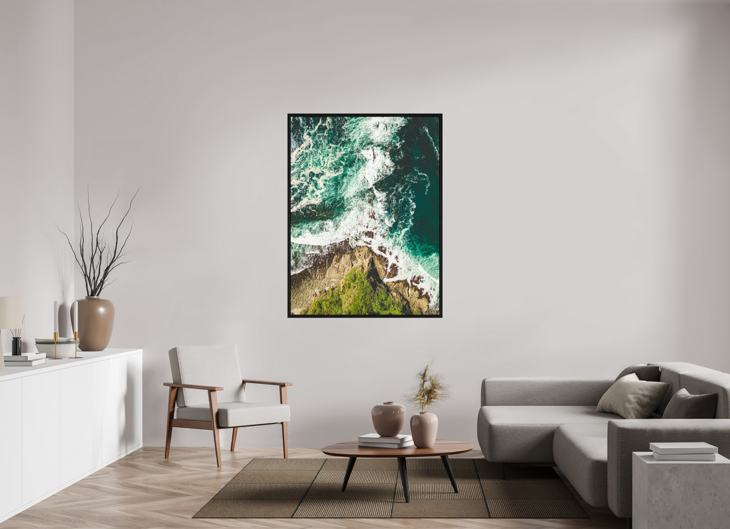 Ocean’s Edge Barrigona Aerial Coastal Wall Art Print | Blue Green Sea & Cliffs