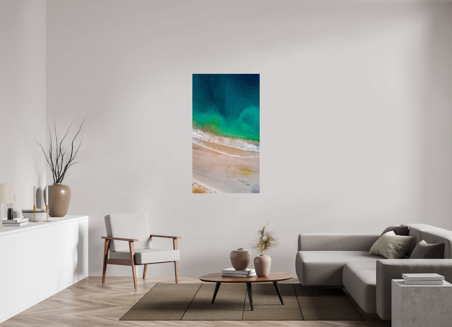 Calm Before the Tide in Sámara Vertical Ocean Wall Art Print | Turquoise to Deep Blue Gradient