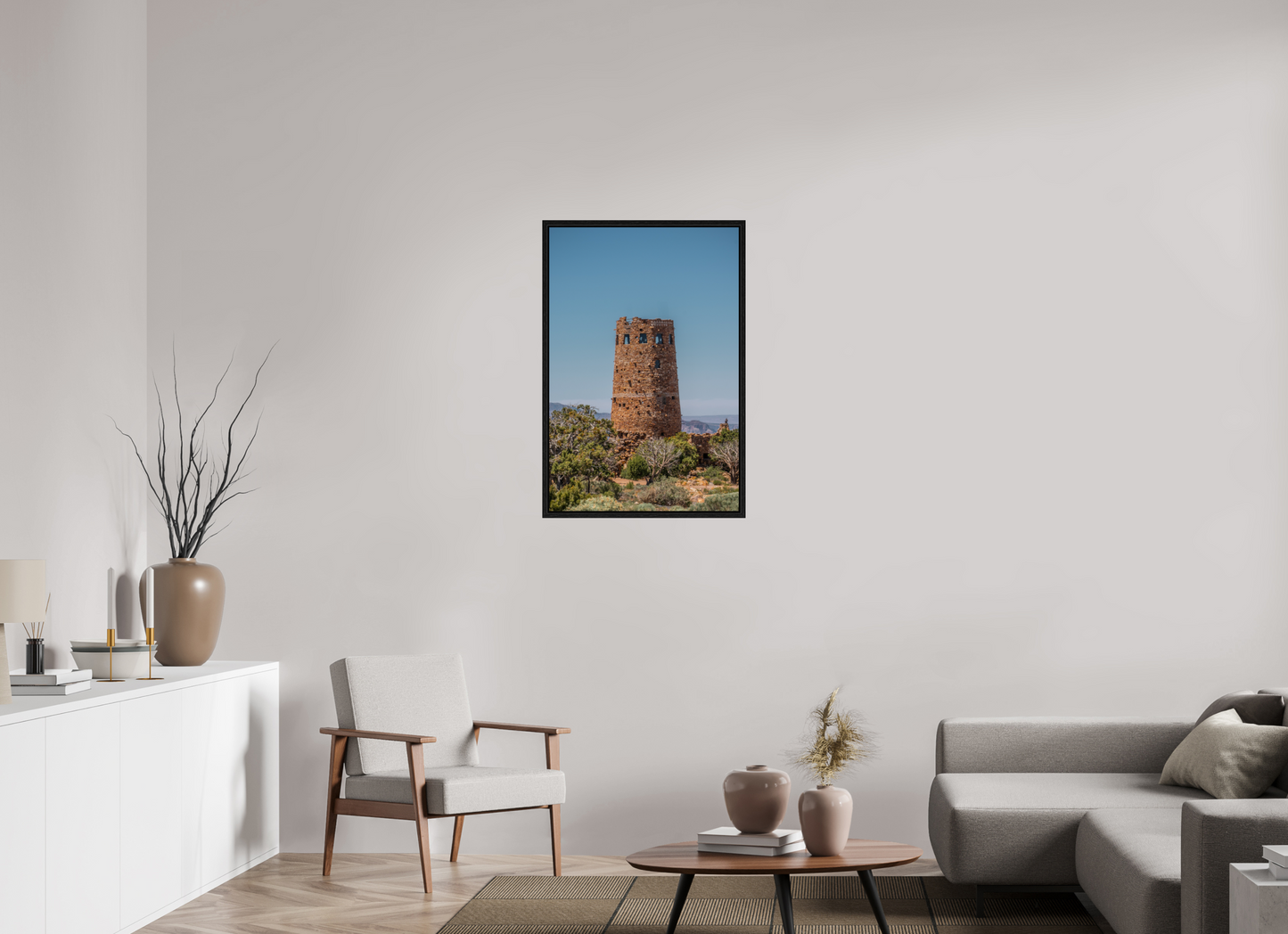 Desert Sentinel - Grand Canyon Vertical Wall Art Print | Desert View Watchtower & Sky
