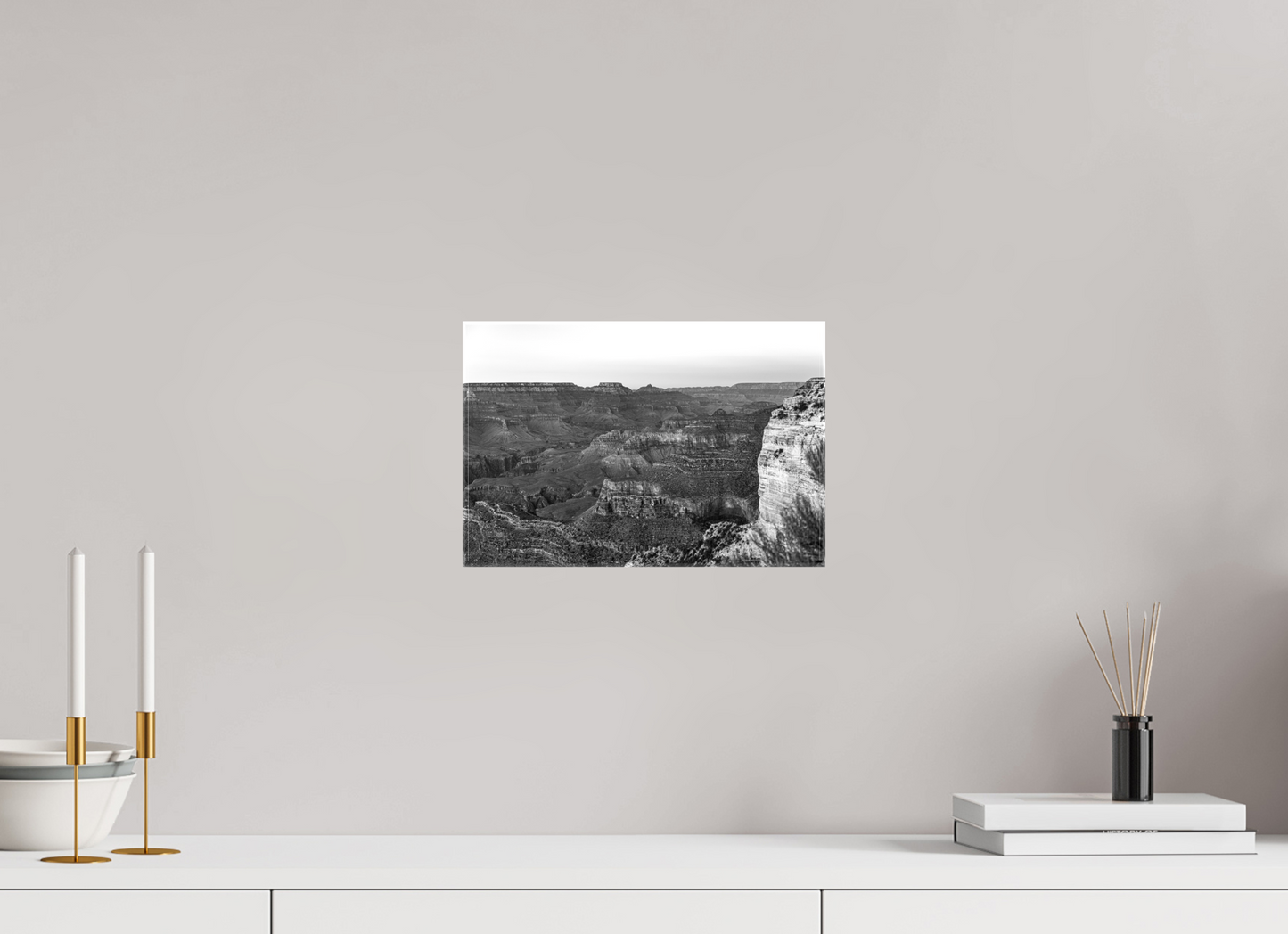 Stone Silence - Black and White Grand Canyon Landscape Print | Textured Canyon View from Hopi Point