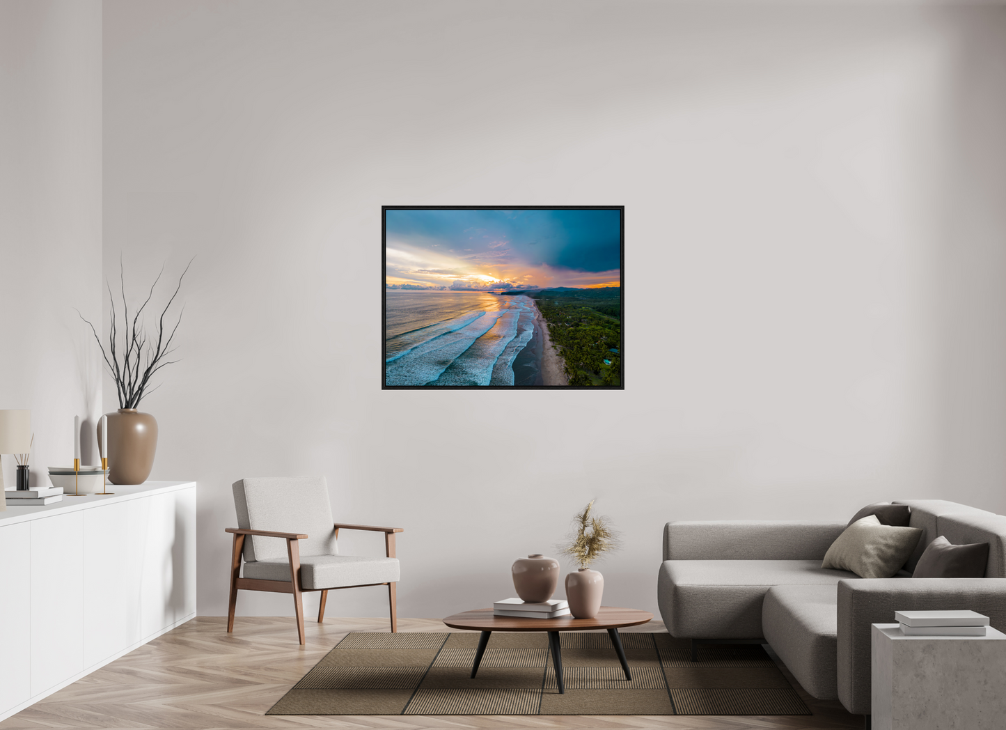 Golden Mirage - Costa de Oro Sunset Aerial Wall Art Print | Jungle Meets Ocean