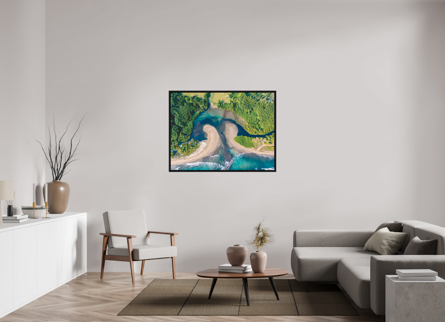 Convergence - Costa de Oro Aerial Estuary Wall Art Print | Turquoise Ocean & Jungle River