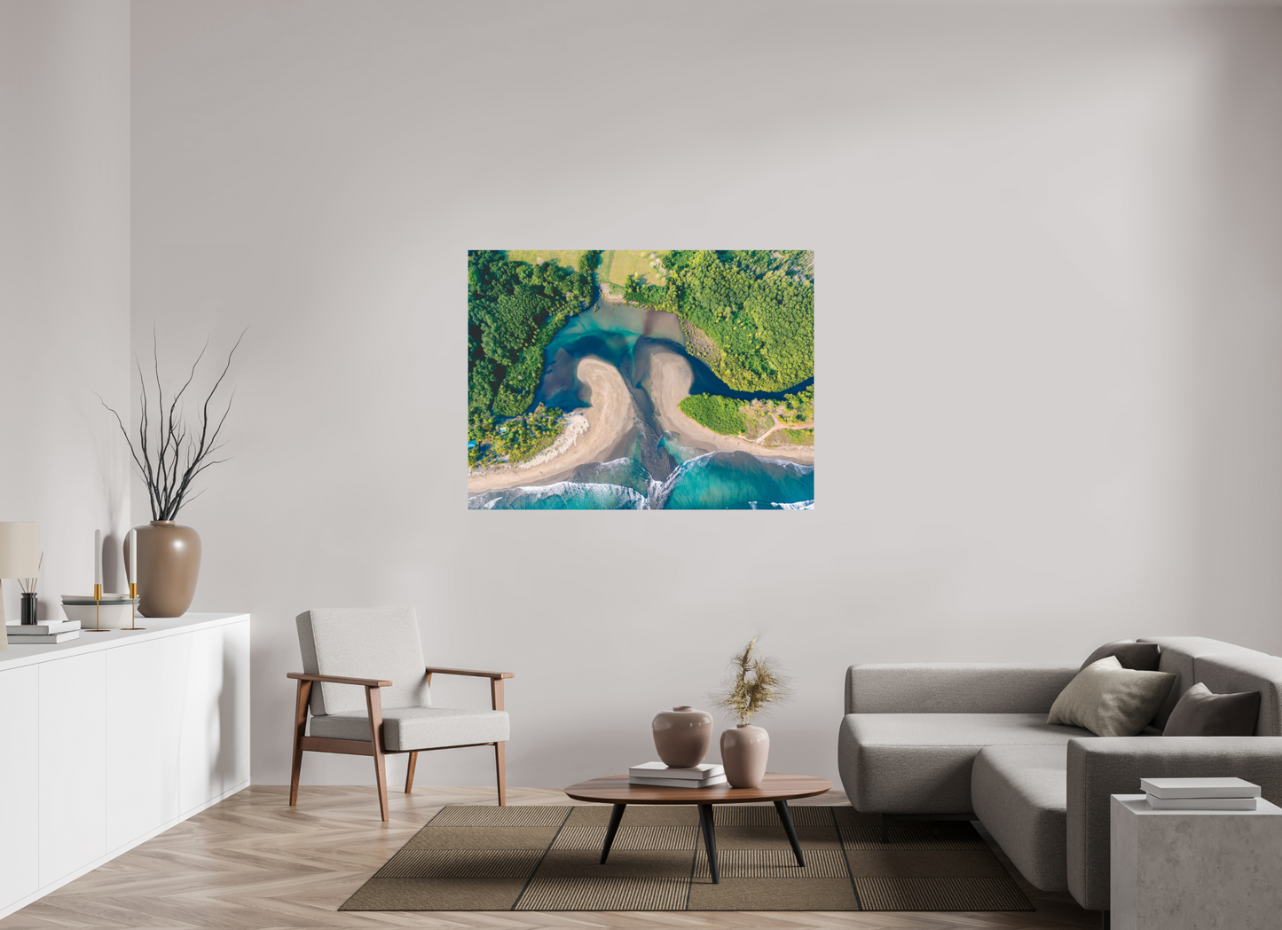 Convergence - Costa de Oro Aerial Estuary Wall Art Print | Turquoise Ocean & Jungle River