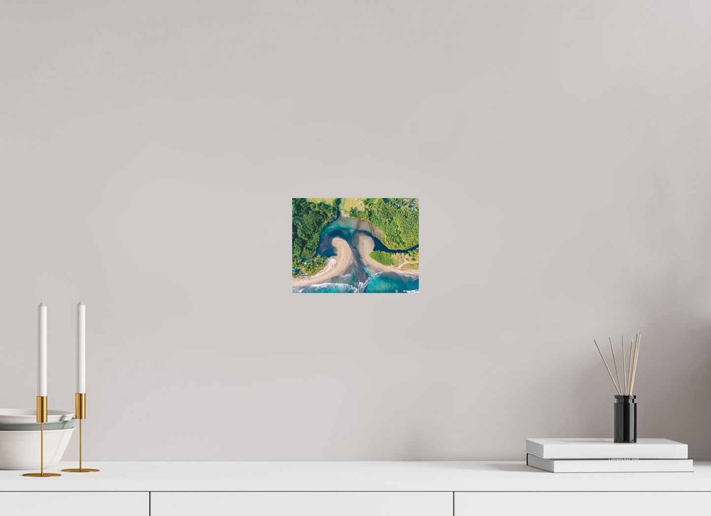 Convergence - Costa de Oro Aerial Estuary Wall Art Print | Turquoise Ocean & Jungle River