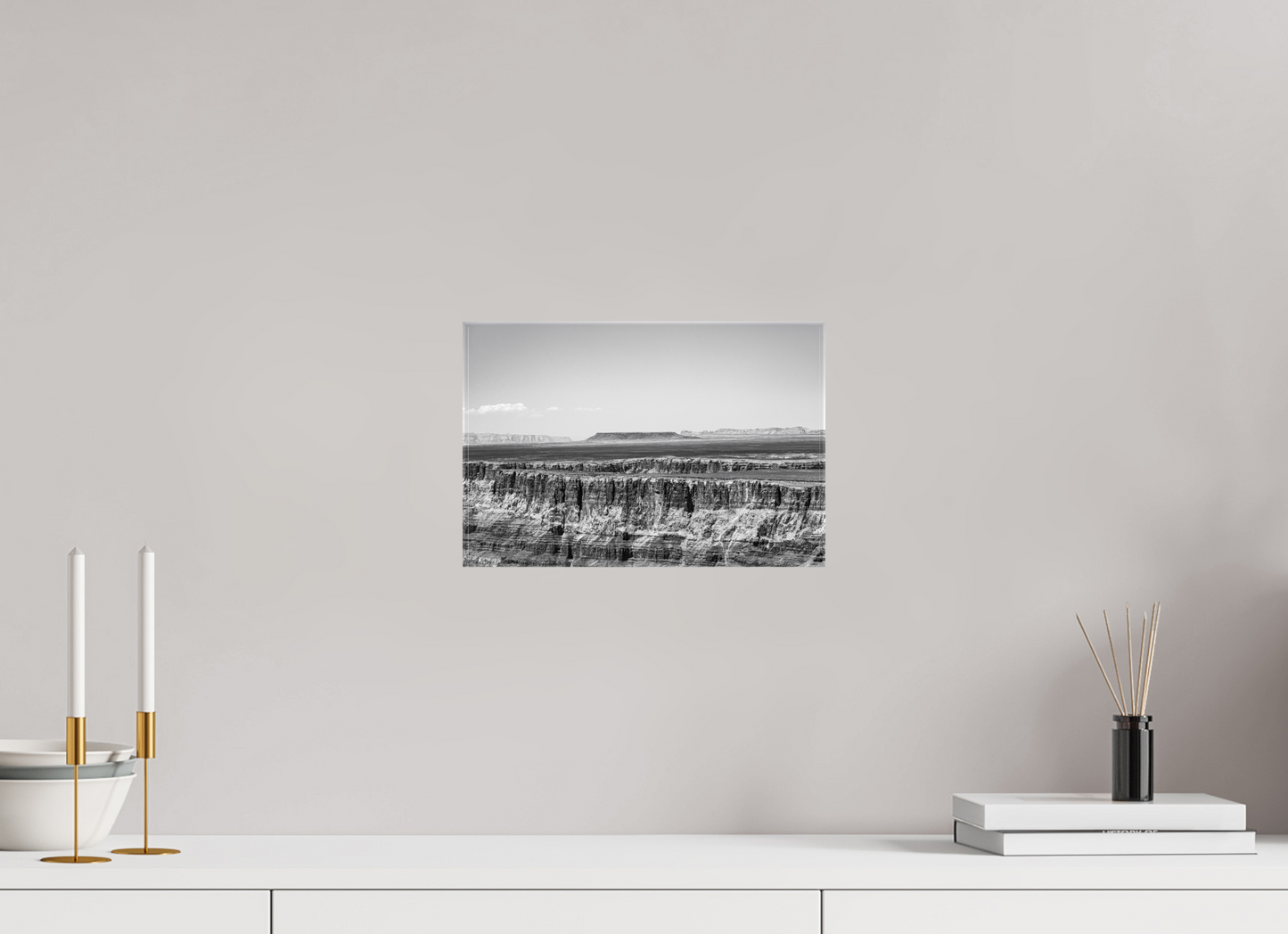 Silver Divide - Black and White Grand Canyon Print | Textured Rim & Mesa Horizon