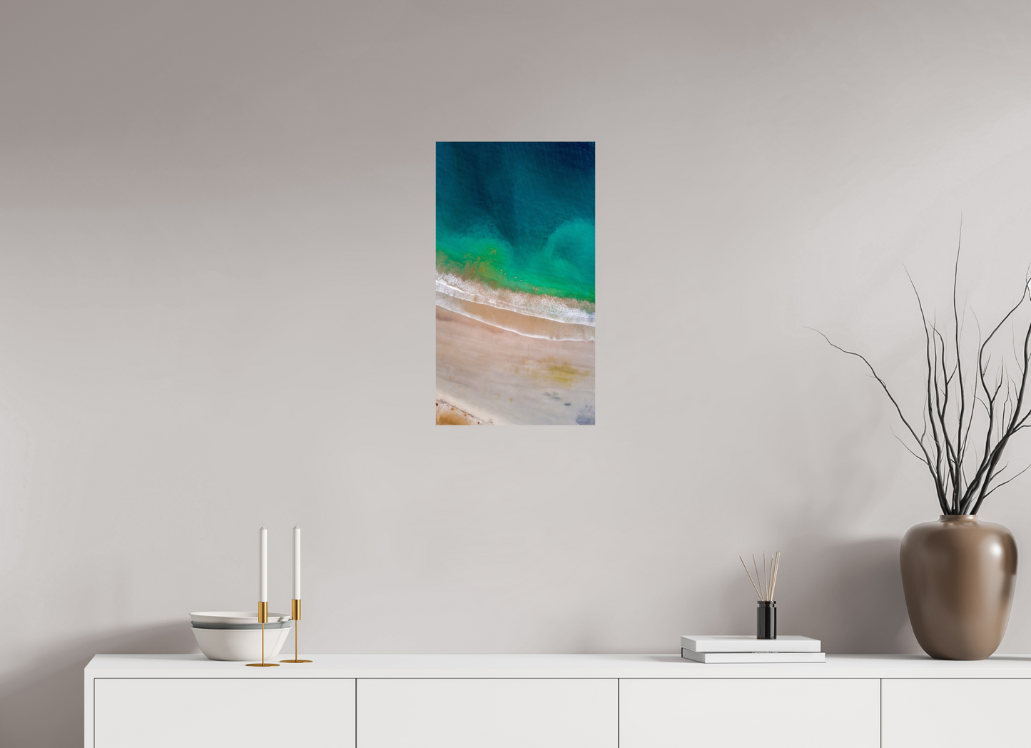 Calm Before the Tide in Sámara Vertical Ocean Wall Art Print | Turquoise to Deep Blue Gradient