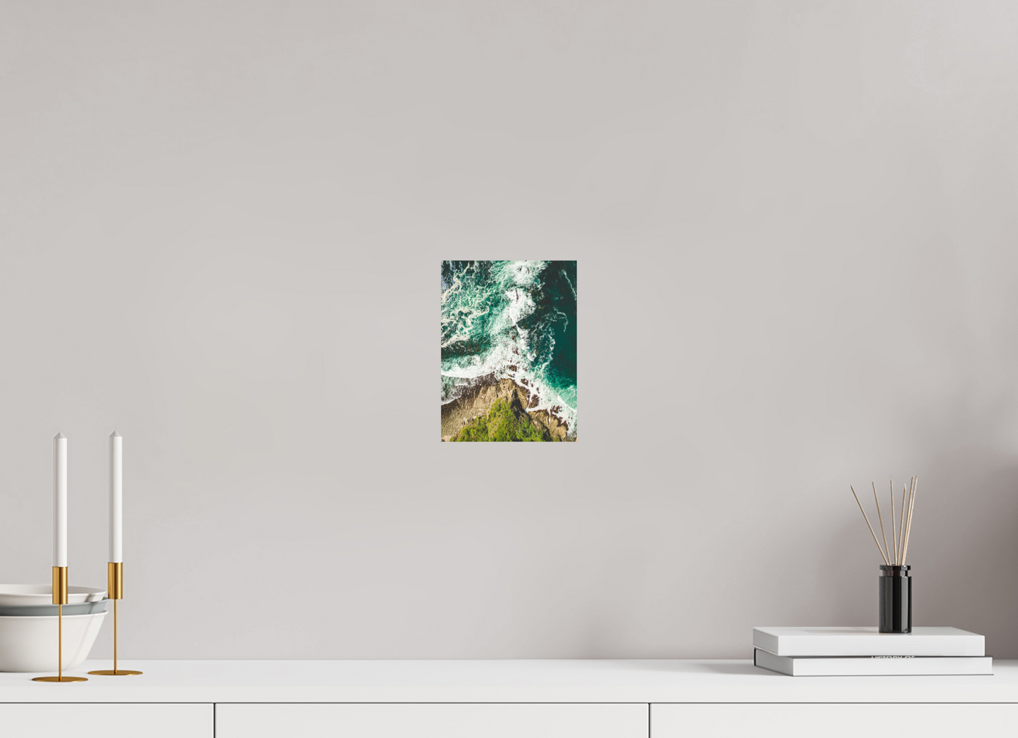 Ocean’s Edge Barrigona Aerial Coastal Wall Art Print | Blue Green Sea & Cliffs