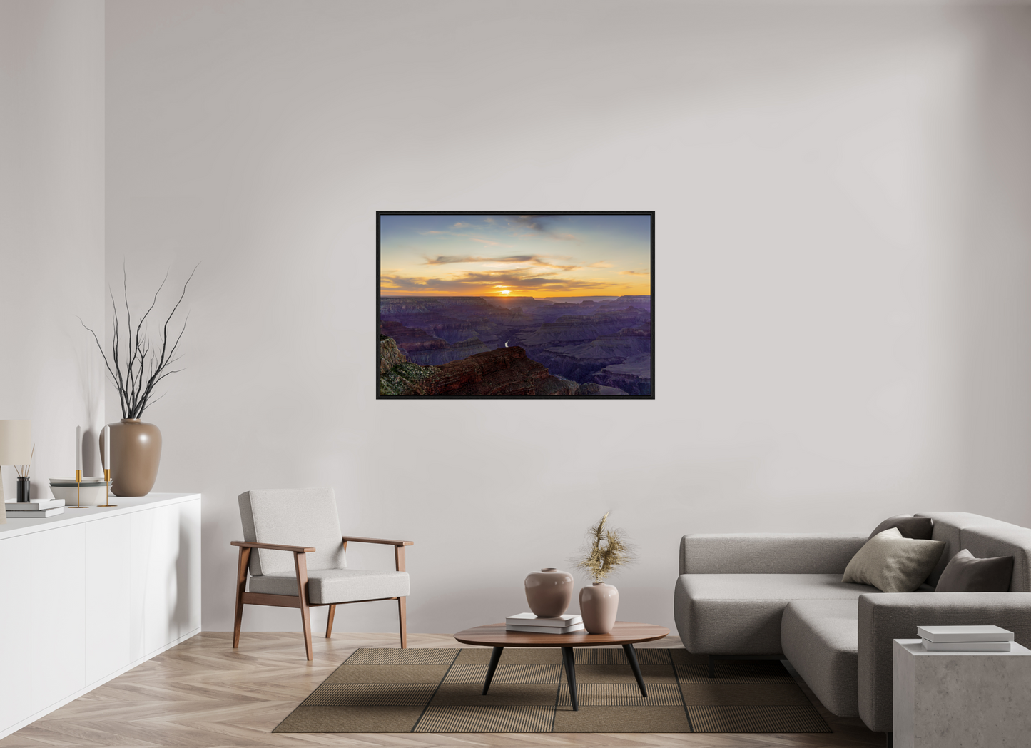 Heavenly West – Grand Canyon Sunset Wall Art Print | Golden Sky & Purple Cliffs from Hopi Point