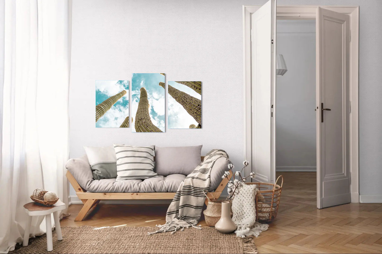 Reach – Saguaro Cactus Color Print | Golden Spines & Turquoise Desert Sky