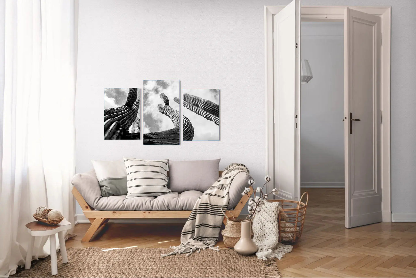 Skyward Arms - Saguaro Cactus Photography Print | Textured Cactus & Desert Sky Composition