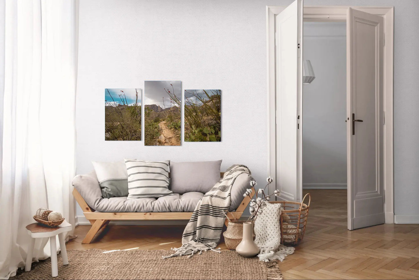 Trail to Finger Rock – Santa Catalina Mountains Desert Print | Ocotillo & Prickly Pear Landscape