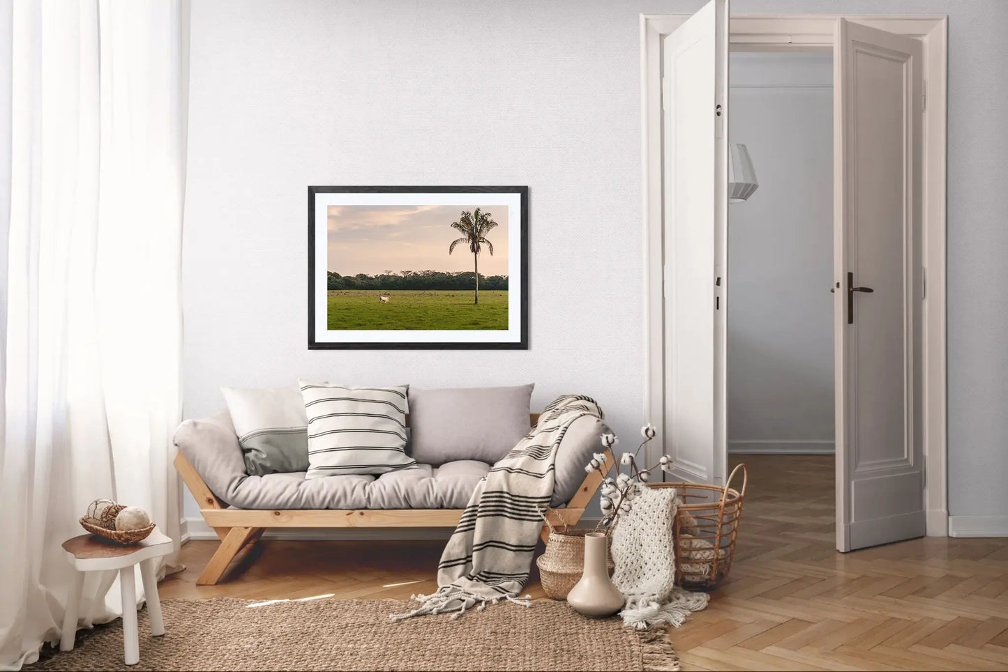 Solitary Grace – Brahman Cow and Palm Tree at Dusk | Costa Rica Wildlife Photo
