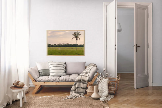 Solitary Grace – Brahman Cow and Palm Tree at Dusk | Costa Rica Wildlife Photo