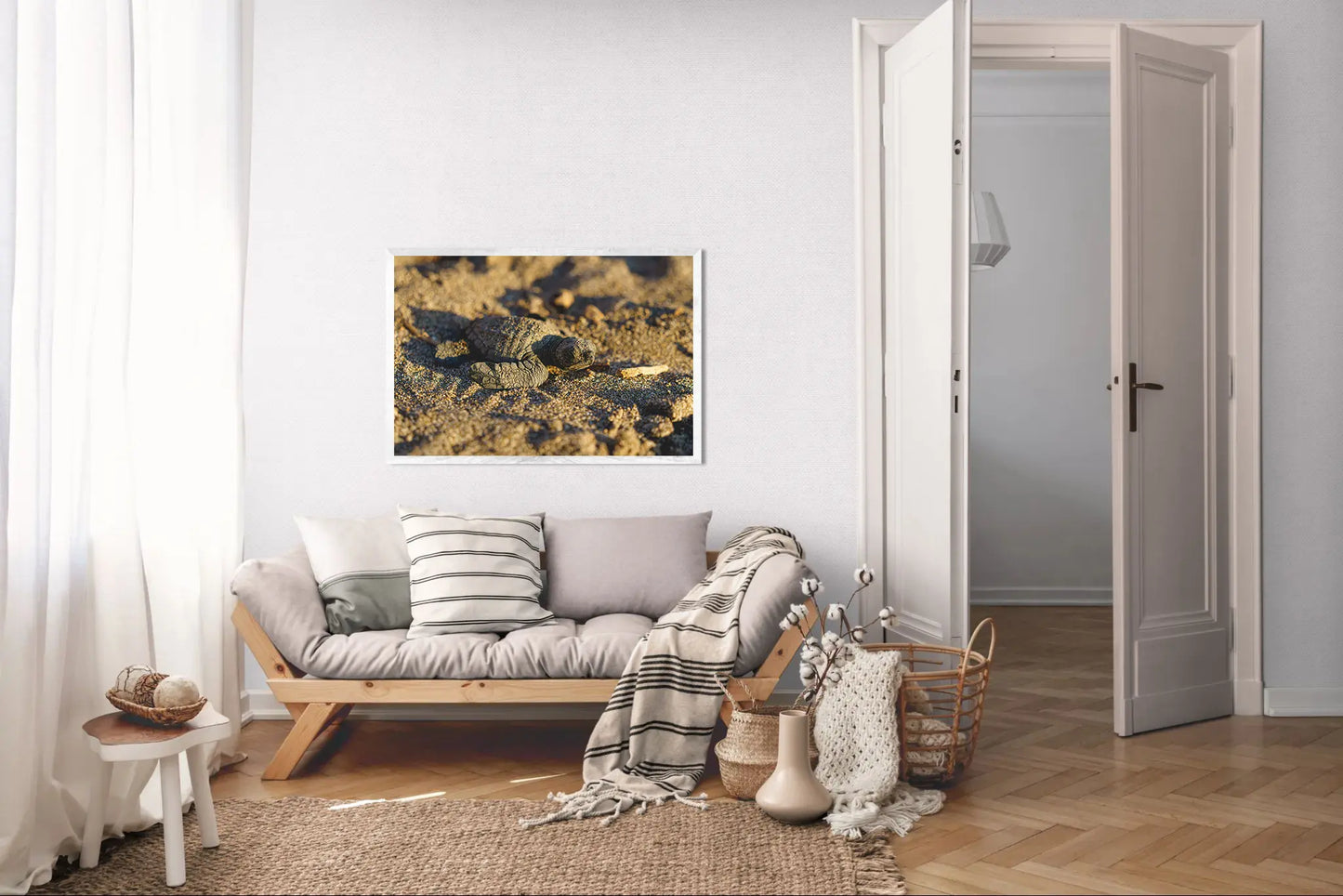 Sun-Kissed Start - Sea Turtle Hatchling on Golden Sand