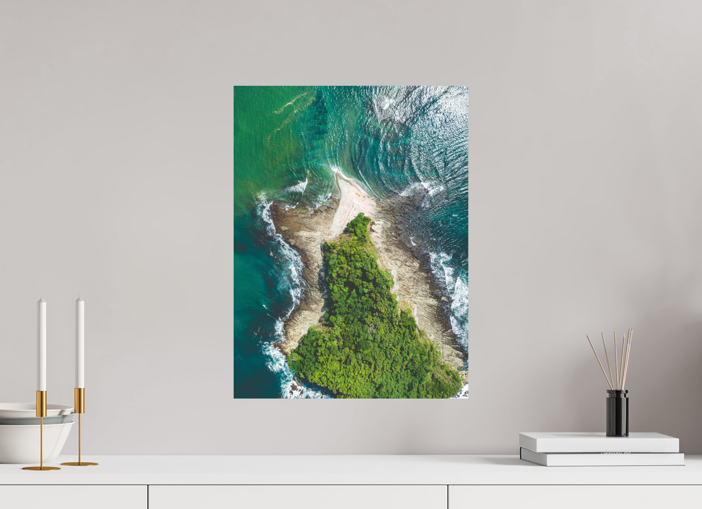 Isla Chora in Bloom - Aerial Island Wall Art Print | Samara Bay Blue Waters