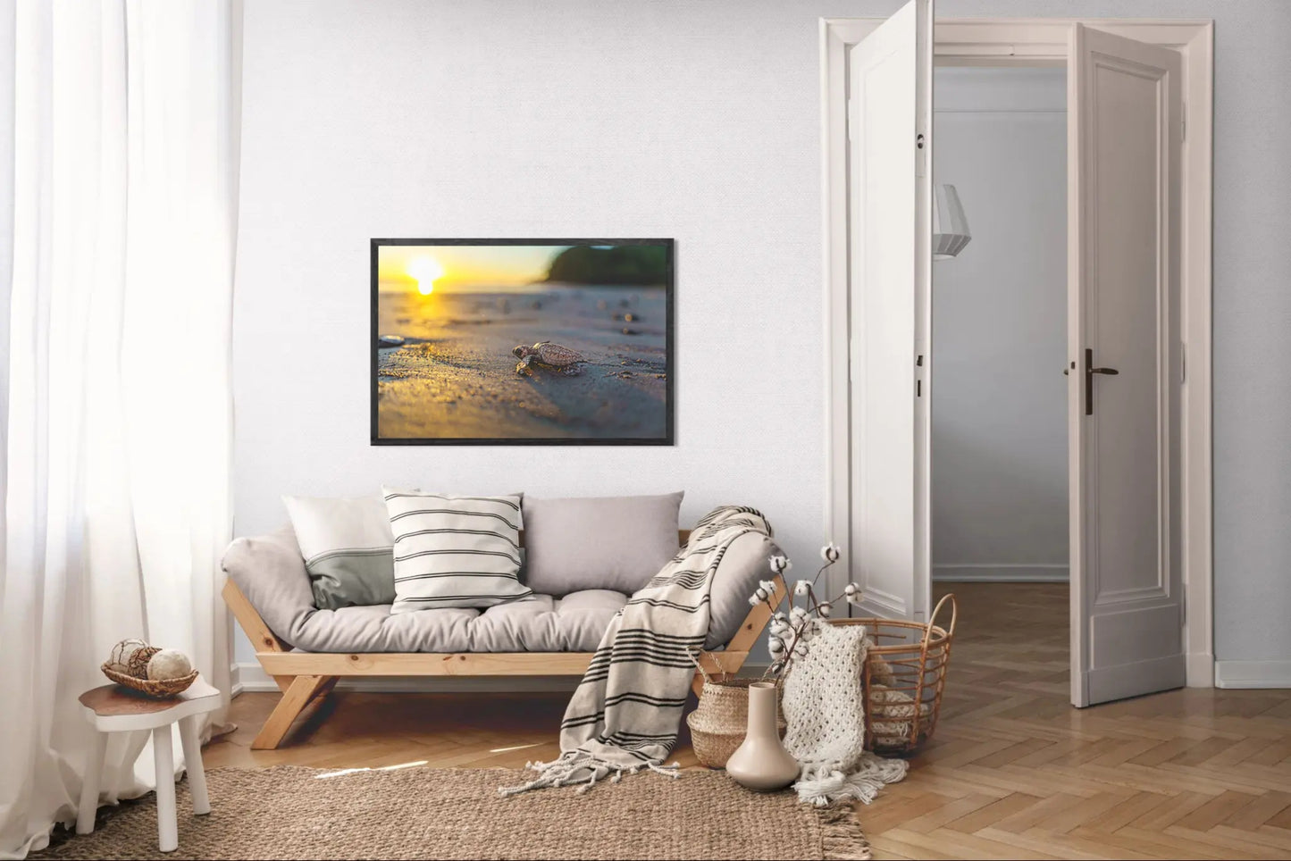 Afternoon Ascent - Olive Ridley Hatchling at Sunset | Costa Rica Wildlife Print