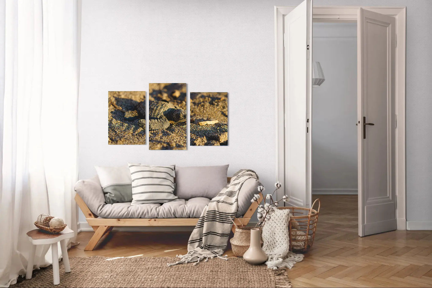 Sun-Kissed Start - Sea Turtle Hatchling on Golden Sand