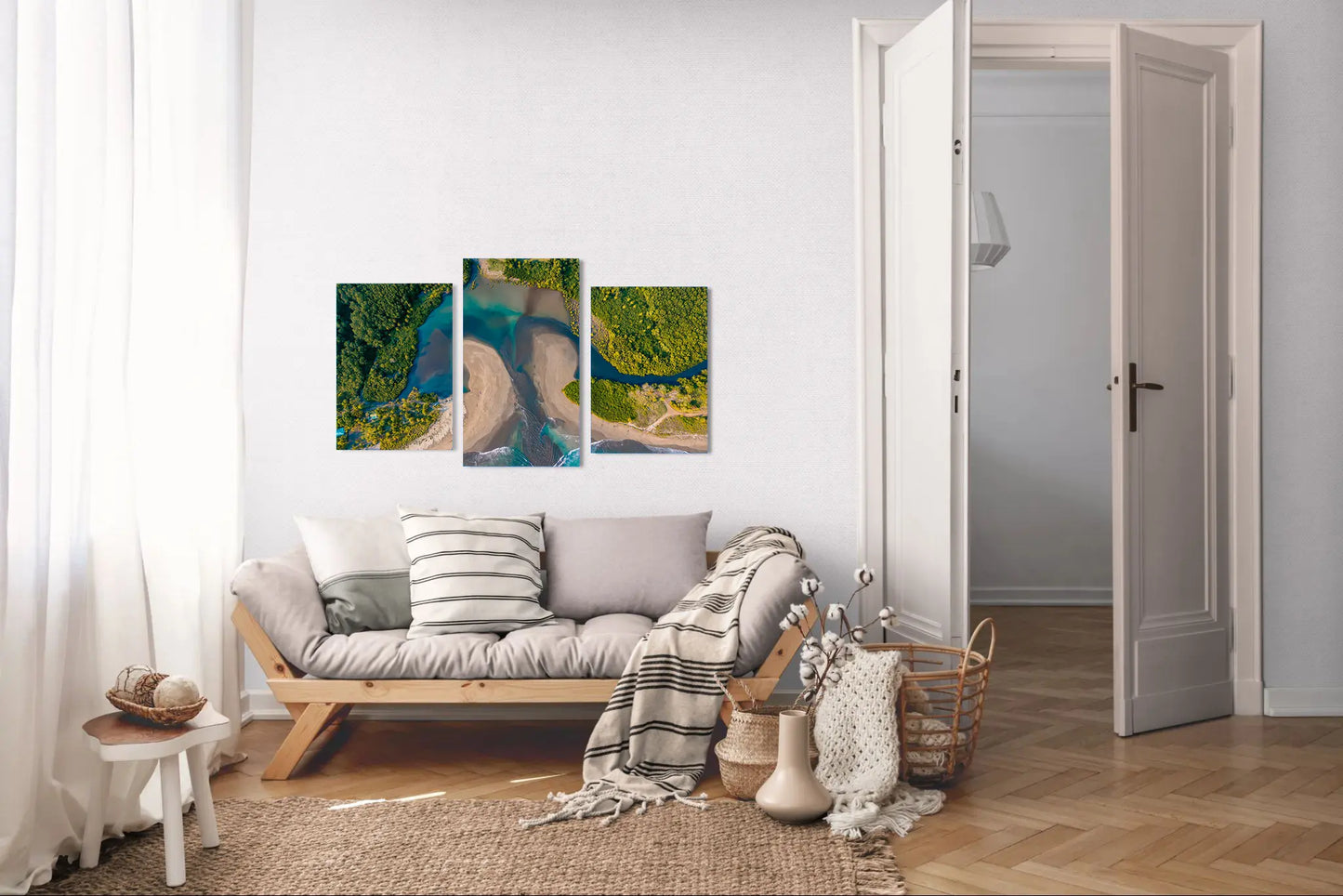 Convergence - Costa de Oro Aerial Estuary Wall Art Print | Turquoise Ocean & Jungle River