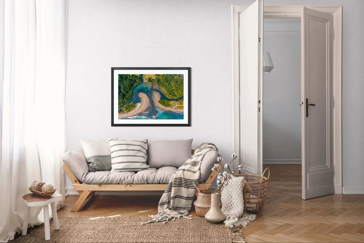 Convergence - Costa de Oro Aerial Estuary Wall Art Print | Turquoise Ocean & Jungle River