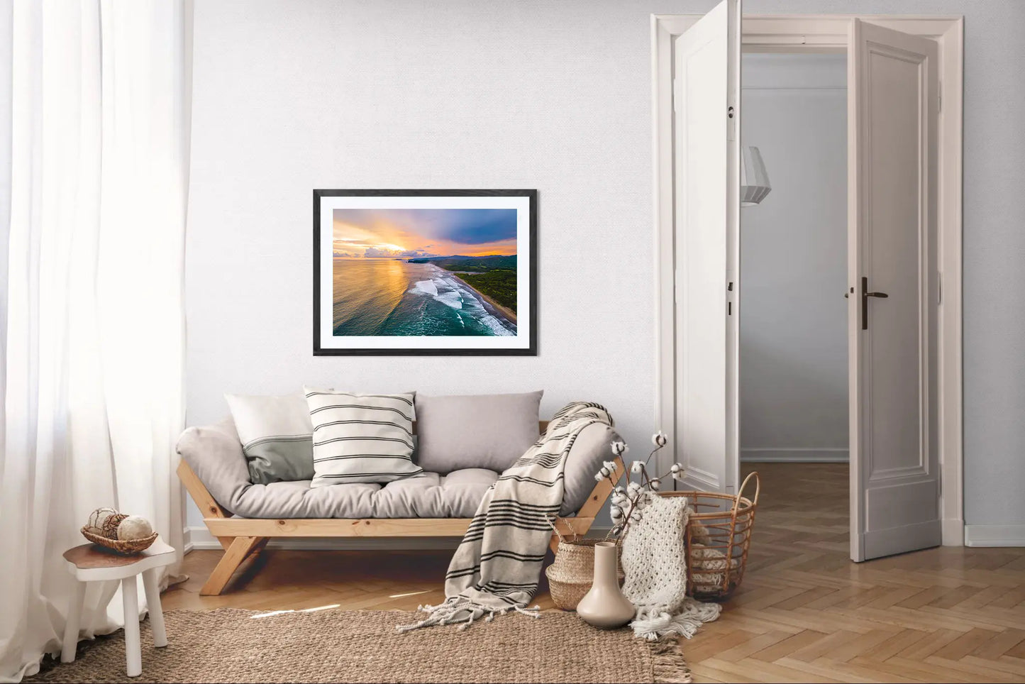 Golden Mirage - Costa de Oro Sunset Aerial Wall Art Print | Jungle Meets Ocean