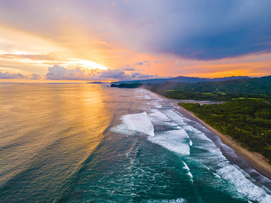 Golden Mirage - Costa de Oro Sunset Aerial Wall Art Print | Jungle Meets Ocean