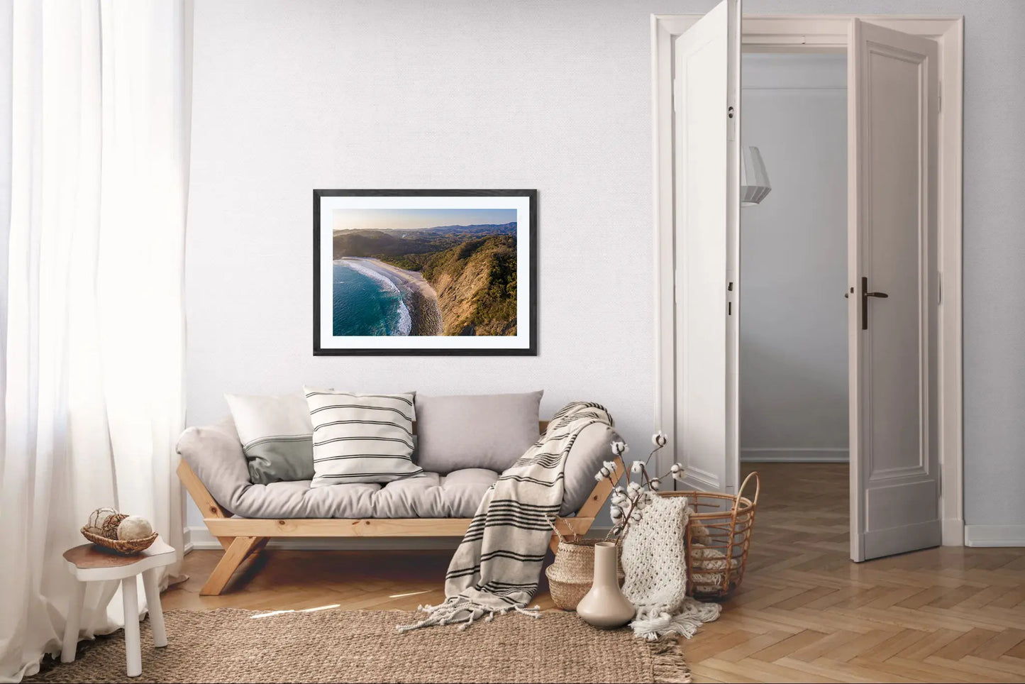 Pale Gold Barrigona Aerial Sunset Print | White Sand Beach & Blue Sea on the Nicoya Peninsula