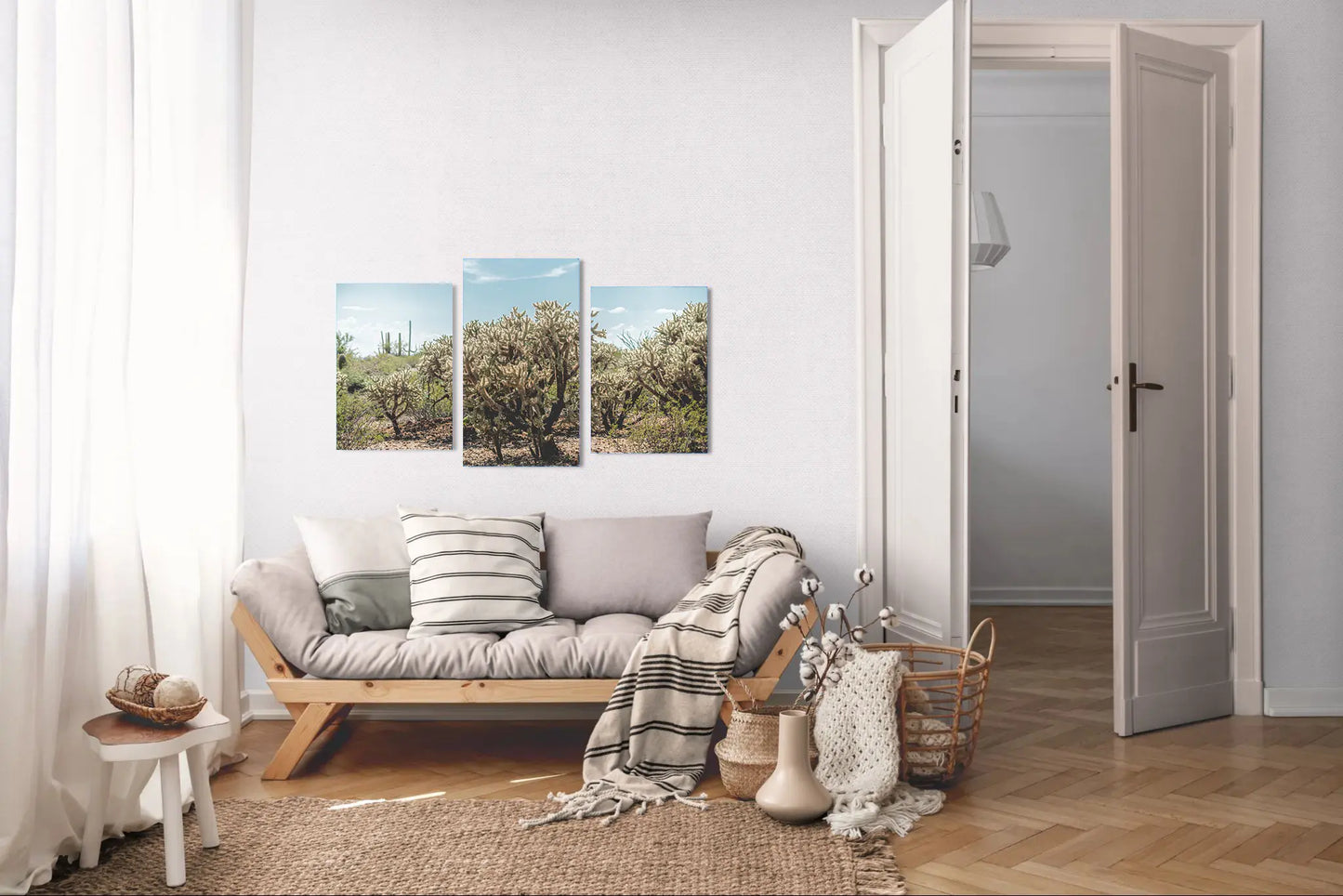 Crowned by Light - Tucson Mountain Park Desert Print | Cholla Grove & Pale Desert Sky