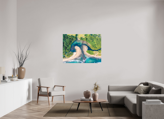Convergence - Costa de Oro Aerial Estuary Wall Art Print | Turquoise Ocean & Jungle River