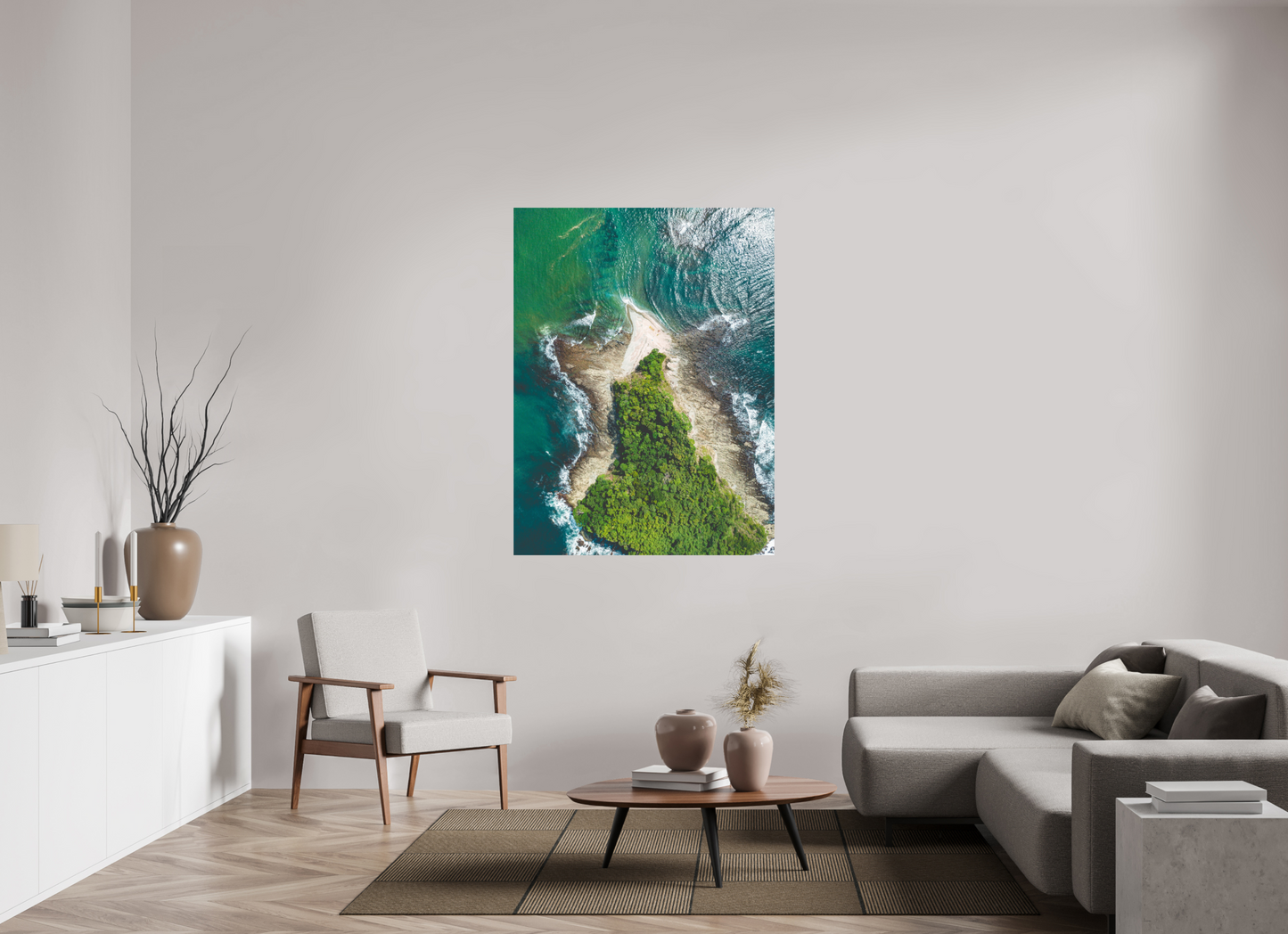 Isla Chora in Bloom - Aerial Island Wall Art Print | Samara Bay Blue Waters