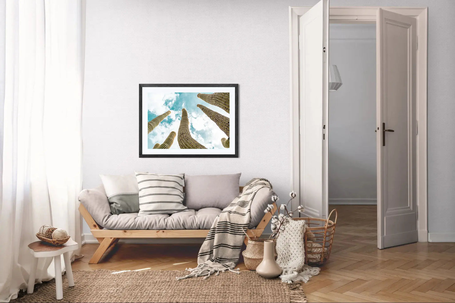 Reach – Saguaro Cactus Color Print | Golden Spines & Turquoise Desert Sky