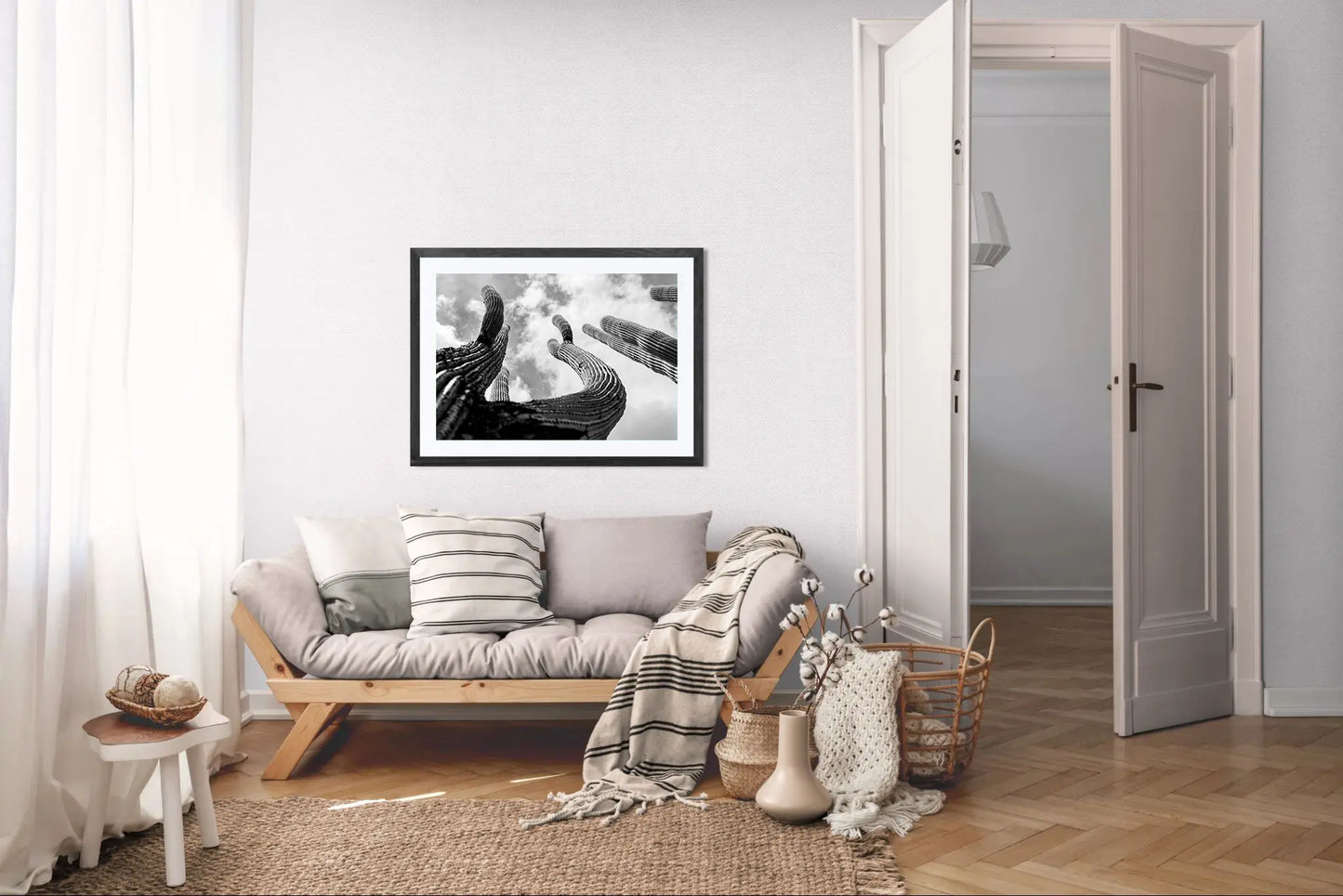 Skyward Arms - Saguaro Cactus Photography Print | Textured Cactus & Desert Sky Composition