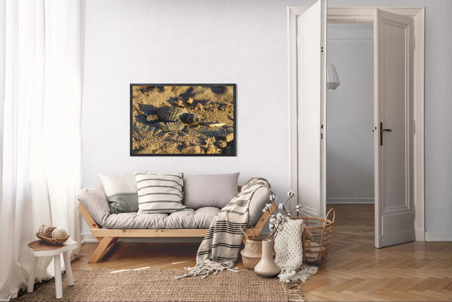 Sun-Kissed Start - Sea Turtle Hatchling on Golden Sand