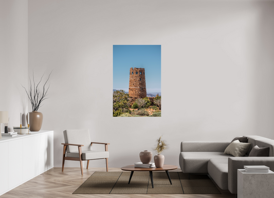 Desert Sentinel - Grand Canyon Vertical Wall Art Print | Desert View Watchtower & Sky